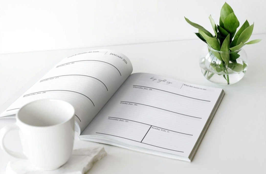 Week at-a-glance with two-page spread weekly views