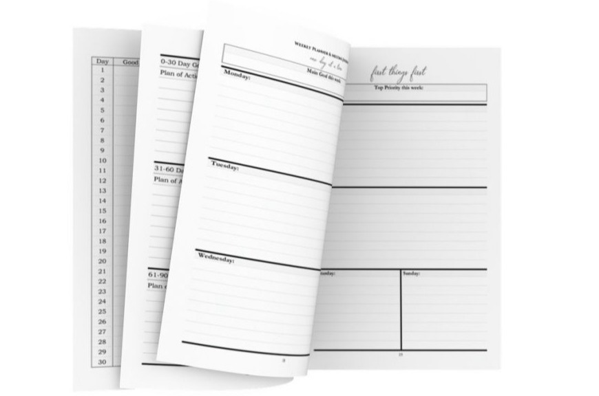 Month at-a-glance with two-page spread monthly views