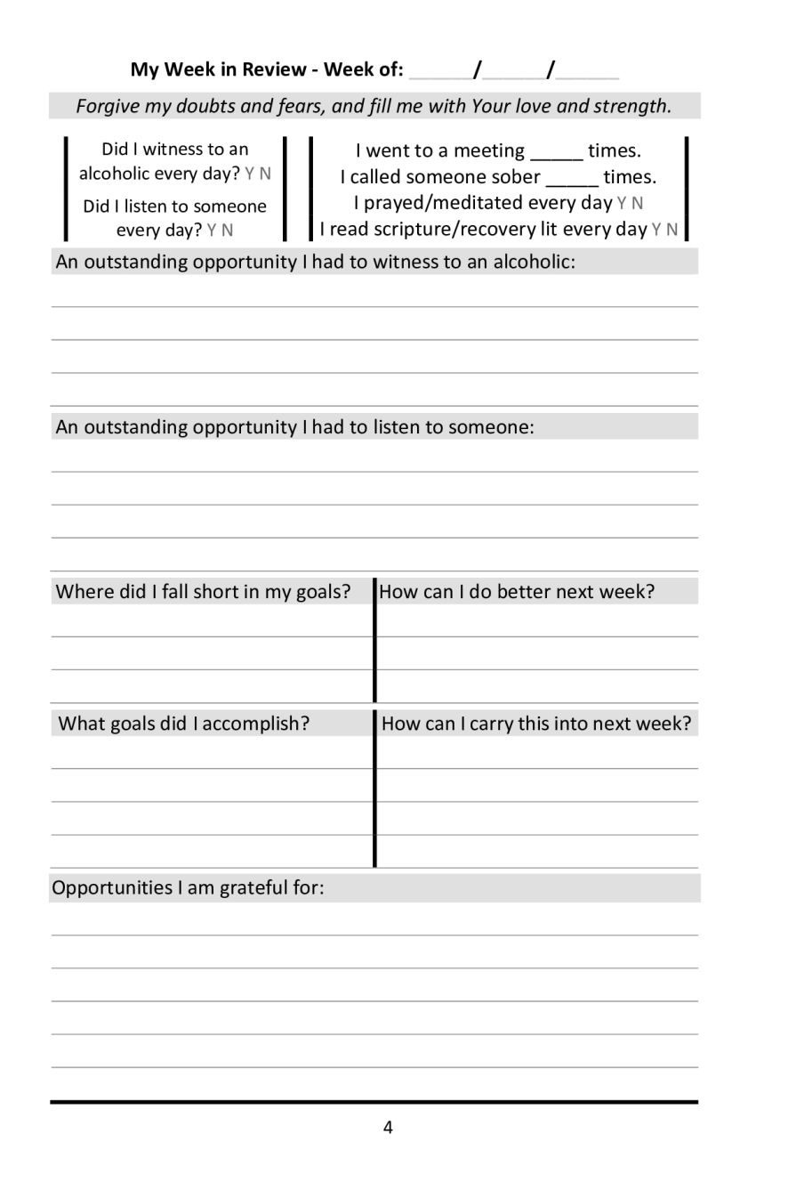 10th Step Weekly Check-Ins For Recovering Alcoholics & Other Addicts