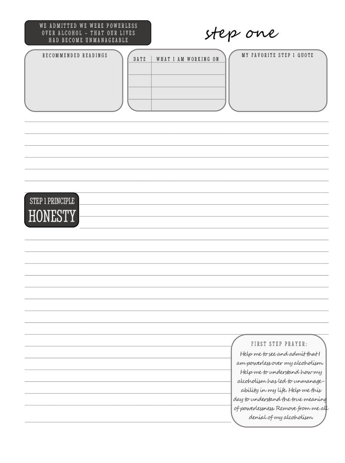 AA Organized notes pages - Organize your step work for AA, NA, GA 12 step programs