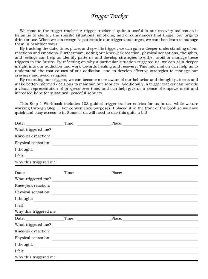 AA Trigger tracker for addiction recovery