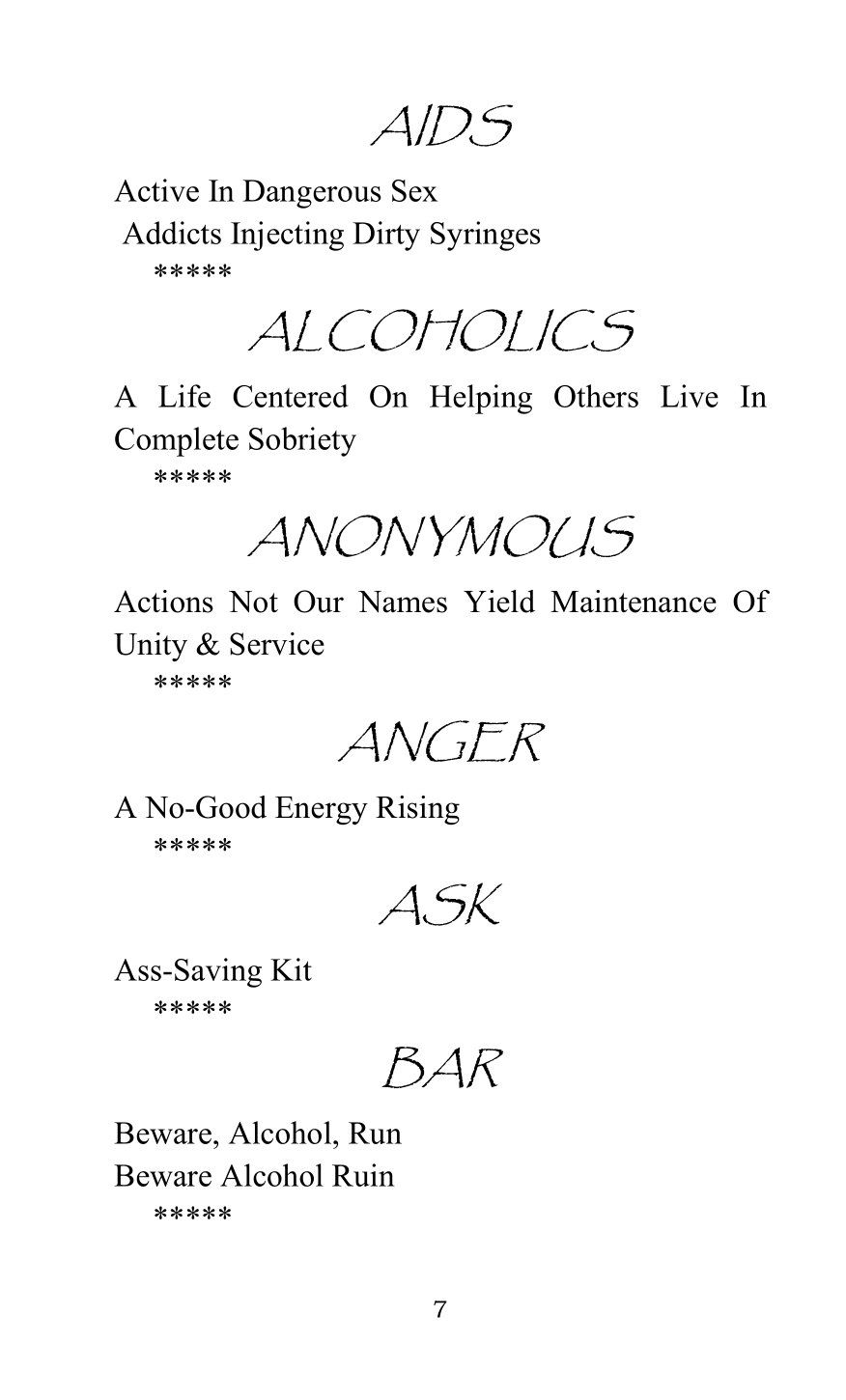 Alcoholics Anonymous Acronyms