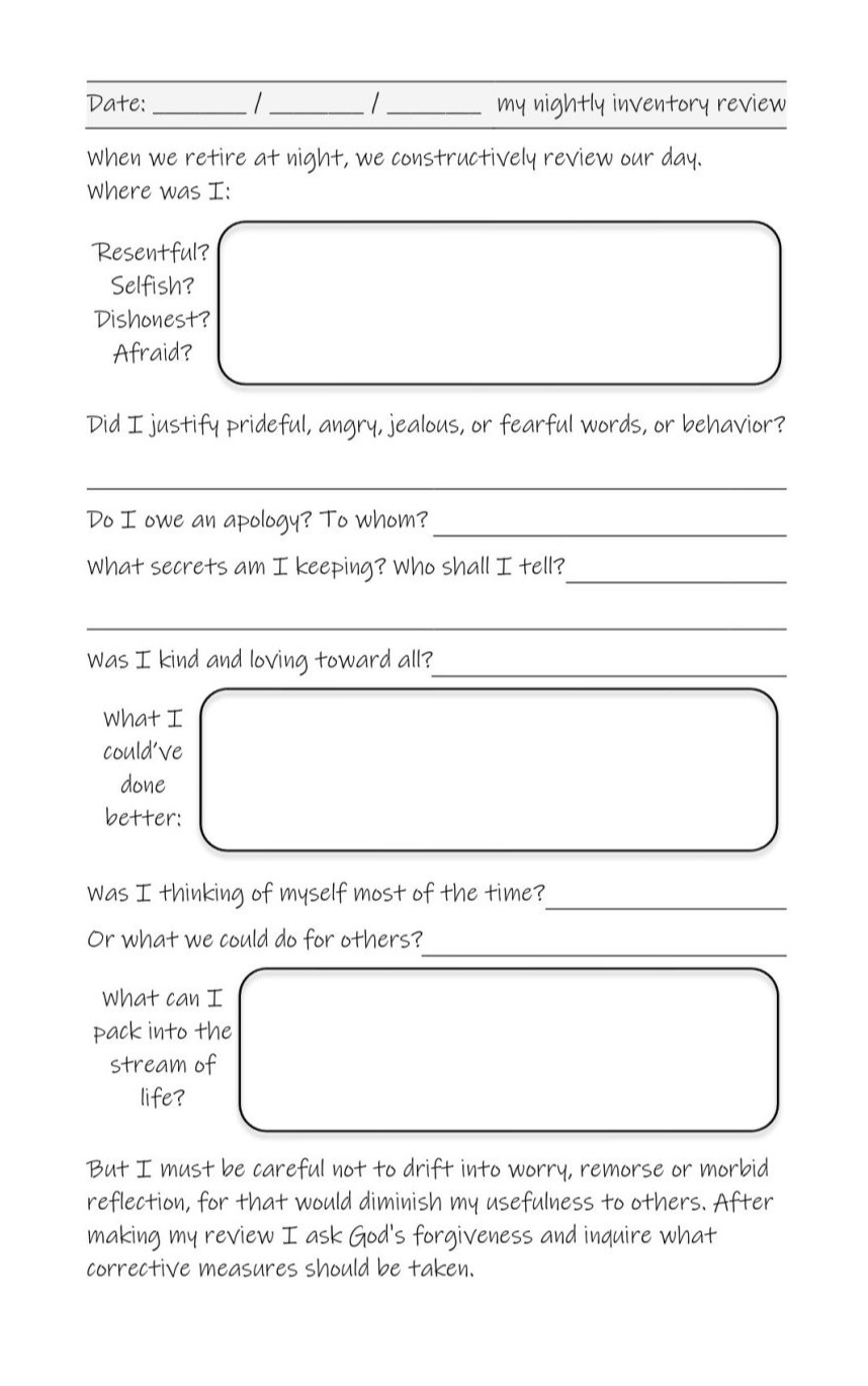 AA Step 10 Journal For Sobriety With 100 Days Of 10th Step Nightly Inventories